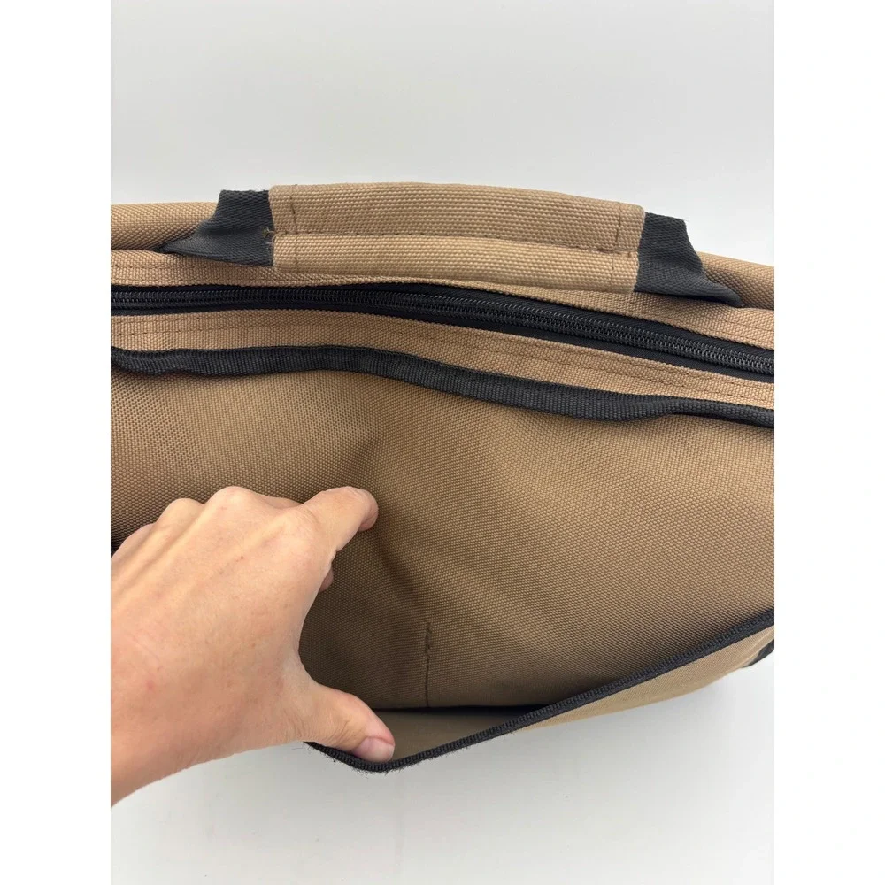 DULUTH TRADING CO Messenger Bag Laptop Khaki Black Canvas Utility Work Tan Brown